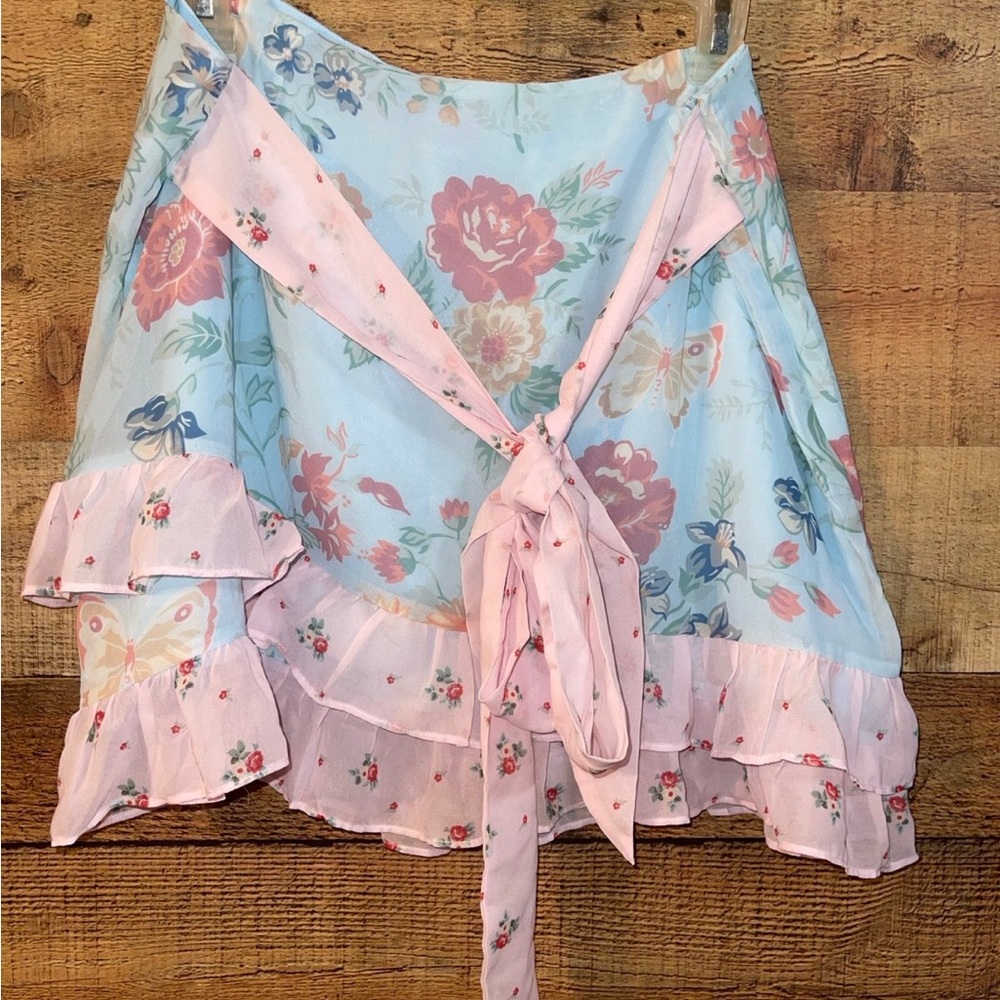 DOLLS KILL x HOLLY HOBBIE Pat A Cake Floral Print Chiffon Skirt - Picture 2 of 5